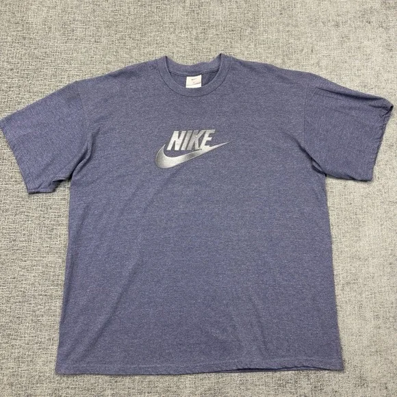Y2K Nike T Shirt Men's XL Blue Spell Out Logo Silver Tag Vintage Athletic - Picture 2 of 7